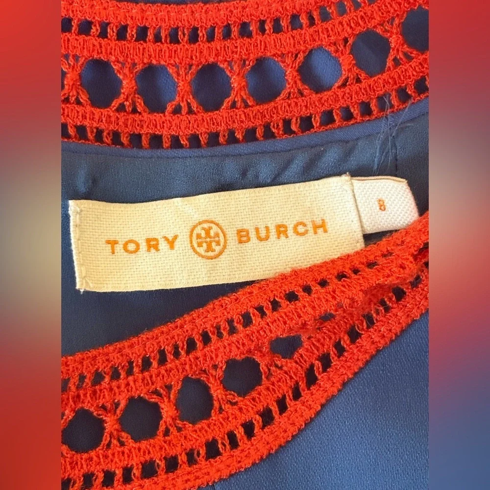 Tory Burch Marisa Lace Crochet Trim Runway Shift Dress Size 8